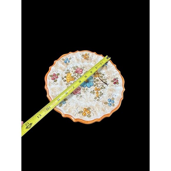 Wall Plate Majolica Pottery Deruta Italy Hand Painted Floral Ceramic 9. 75"  Vtg - Picture 5 of 7